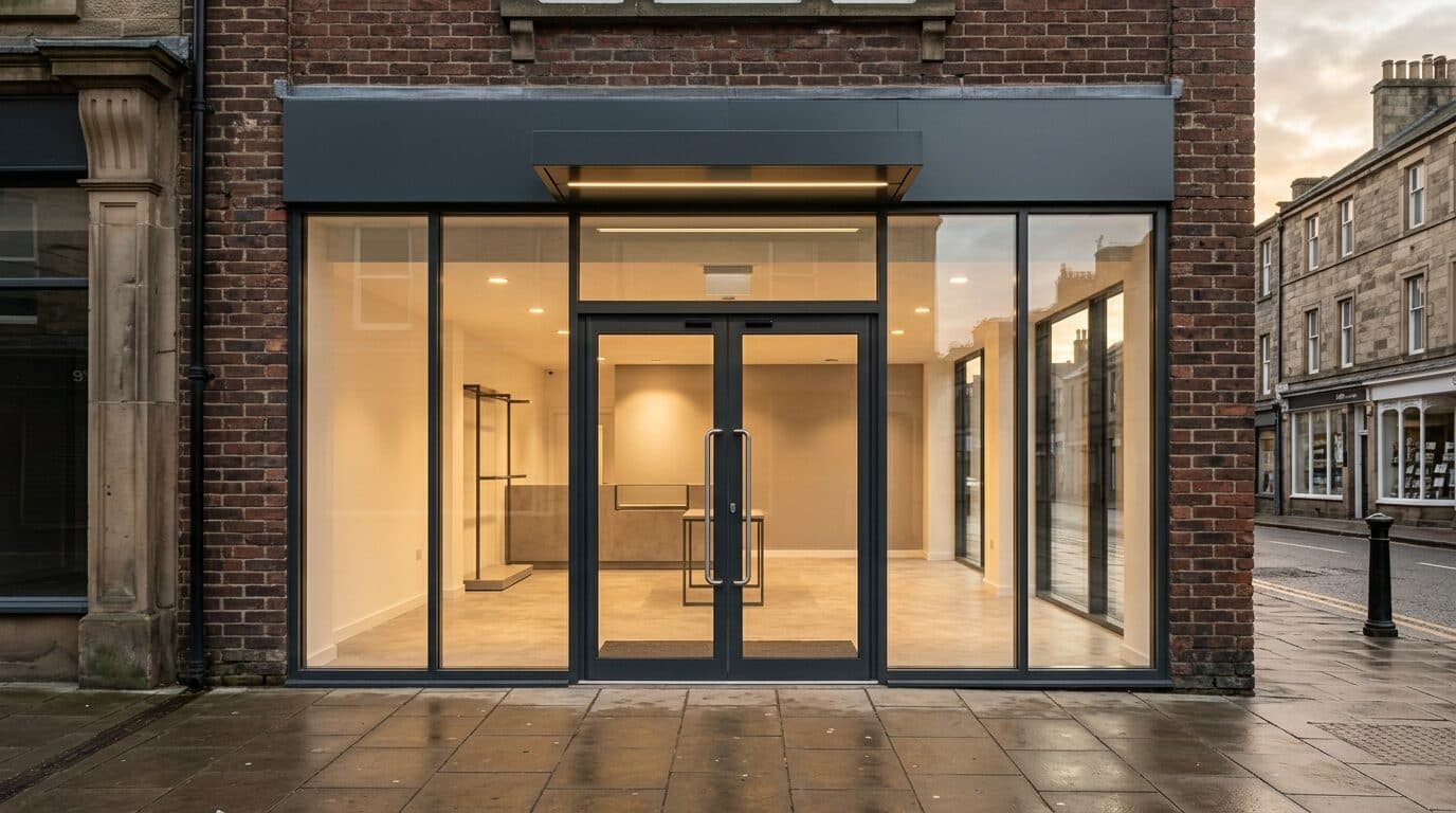 Premium aluminium shopfront on UK high street