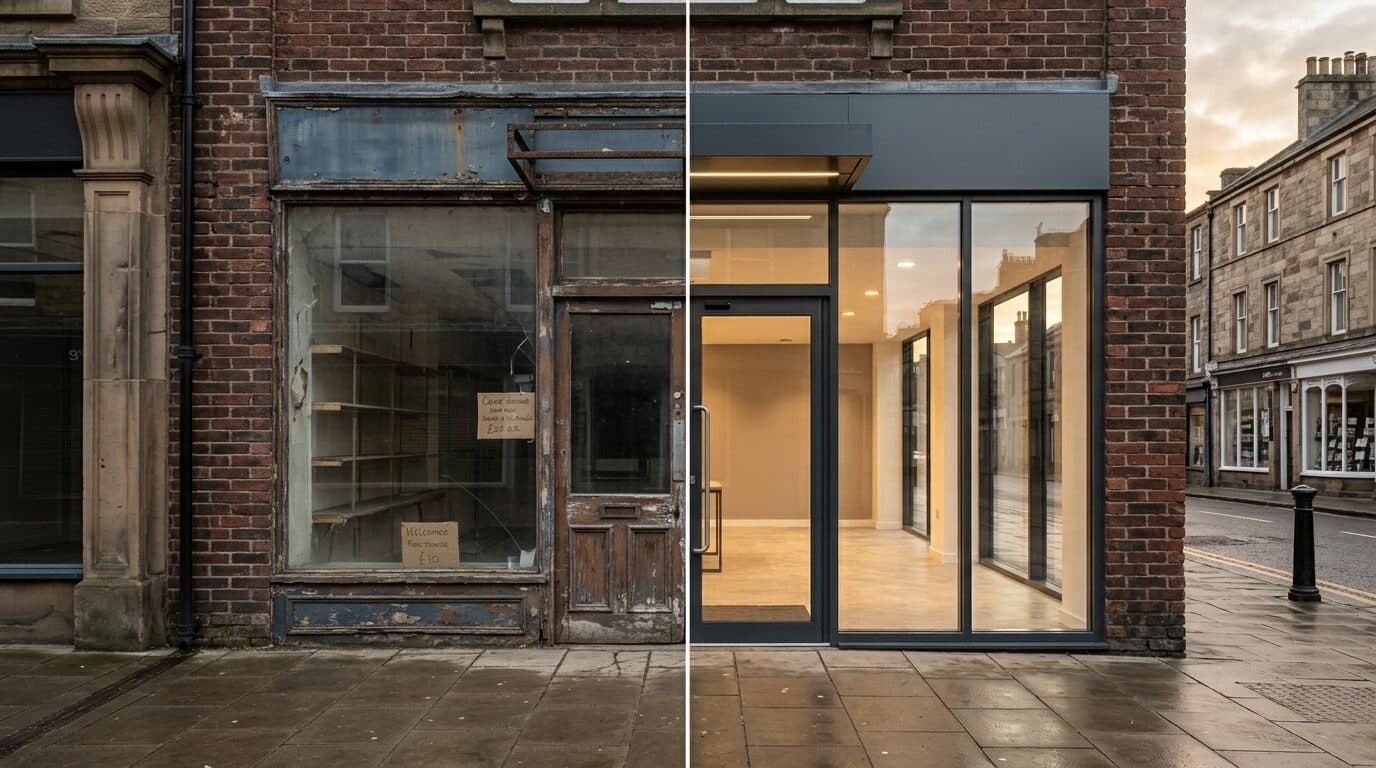 Before and after shopfront transformation by Urban Shopfronts